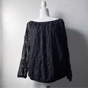 Lane Bryant Black Lace Grunge Gothic Fairy Blouse Size 14/16 Off The Shoulder